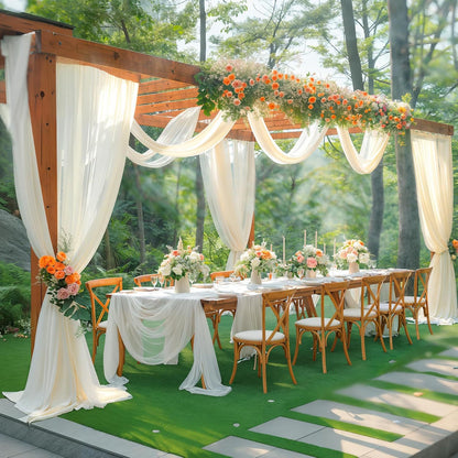 White Sheer Wedding Backdrop Fabric - Outdoor Wedding Arch Decor for Party & Ceremony