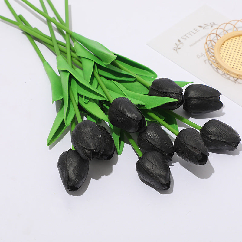 Bulk 20Pcs Silk Tulips  Artificial Flowers Bendable Stem for Mother's Day  Wedding Centerpiece Home Decor Wholesale