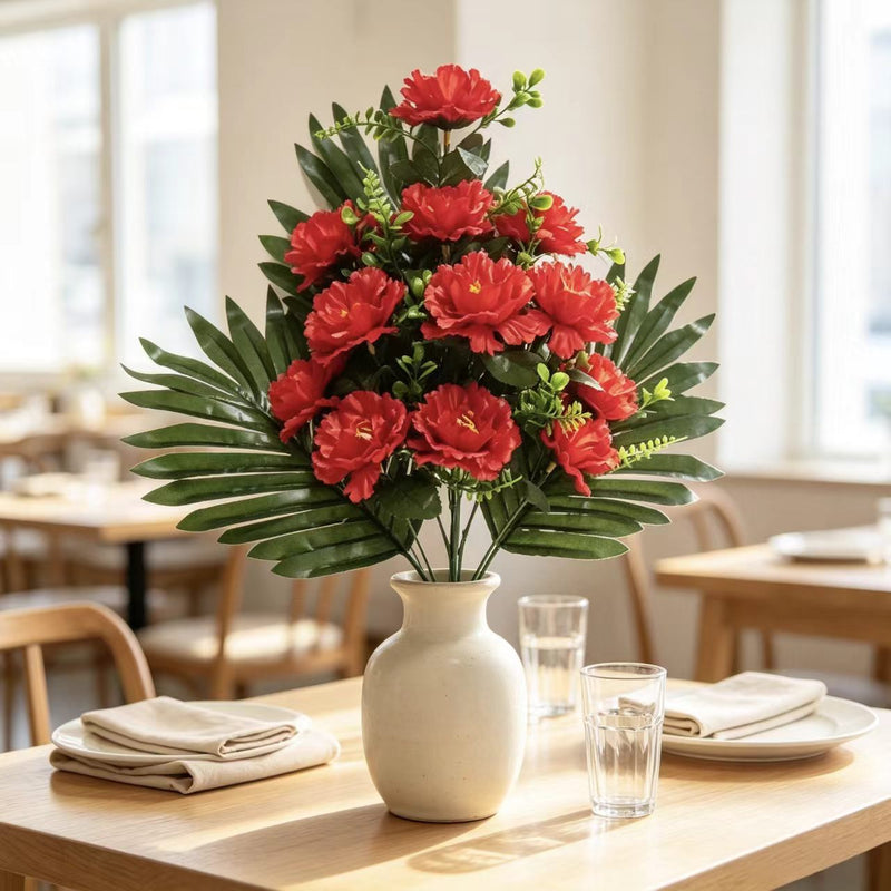 Artificial Peony Bush with 12 Blooms, Silk-Like Fabric, 20" Tall, Modern Style for Weddings, Home Decor, and Events