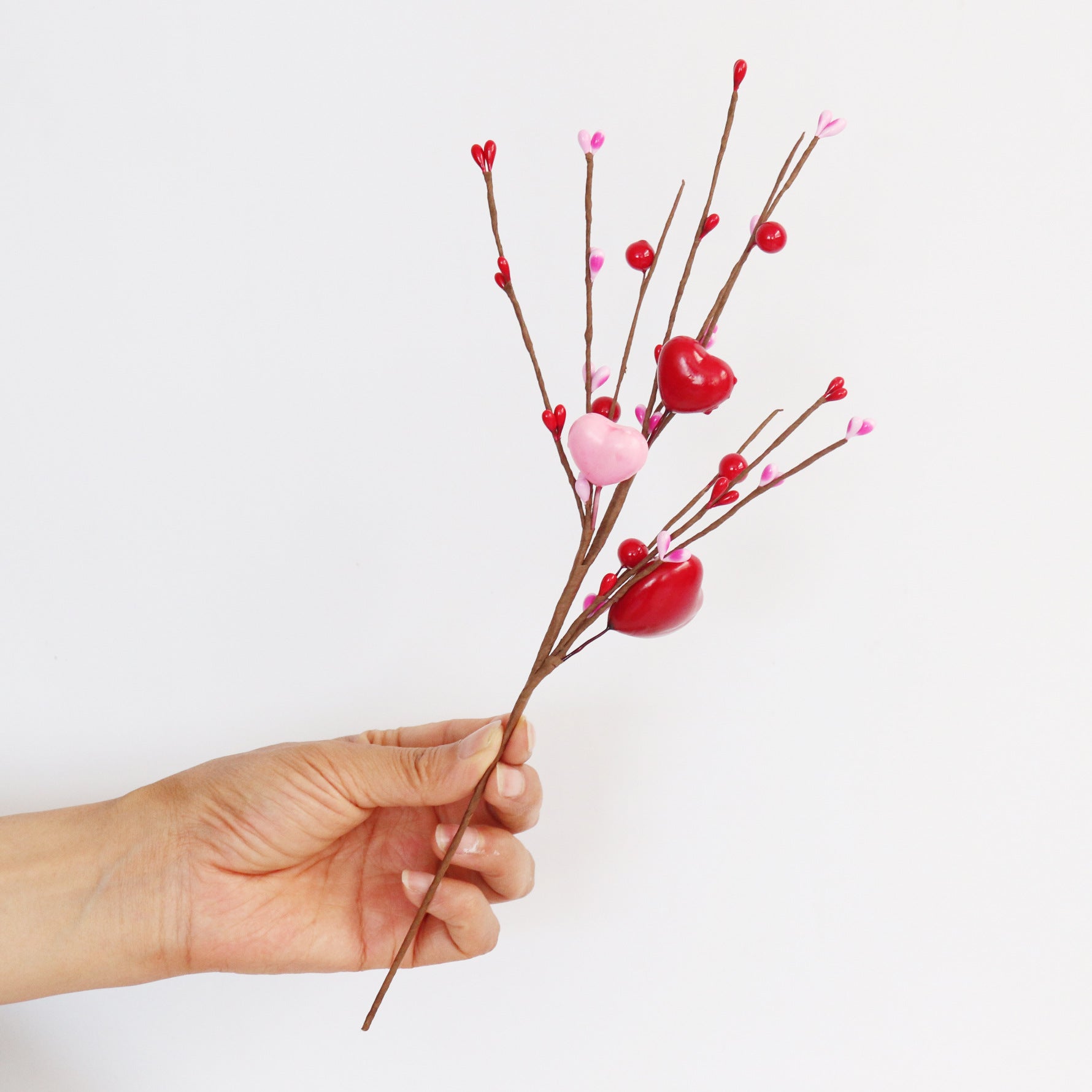 Valentine's Day Heart Berry Decor Stem (13") - DIY Floral Arrangement for Valentine's | As Pictured