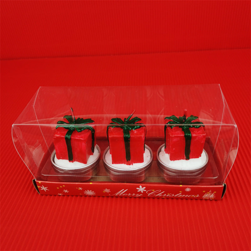 3 Pcs Christmas Candle Set with Santa Claus, Xmas Tree, Pine Cone in Gift Box for Holiday Home Decor