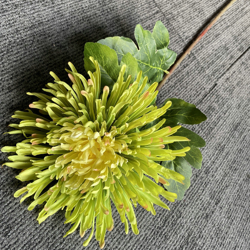 Single Stem Artificial Chrysanthemum, 29" Realistic Silk-Like Fabric Flower for Weddings & Home Decor, Dragon Claw Mum