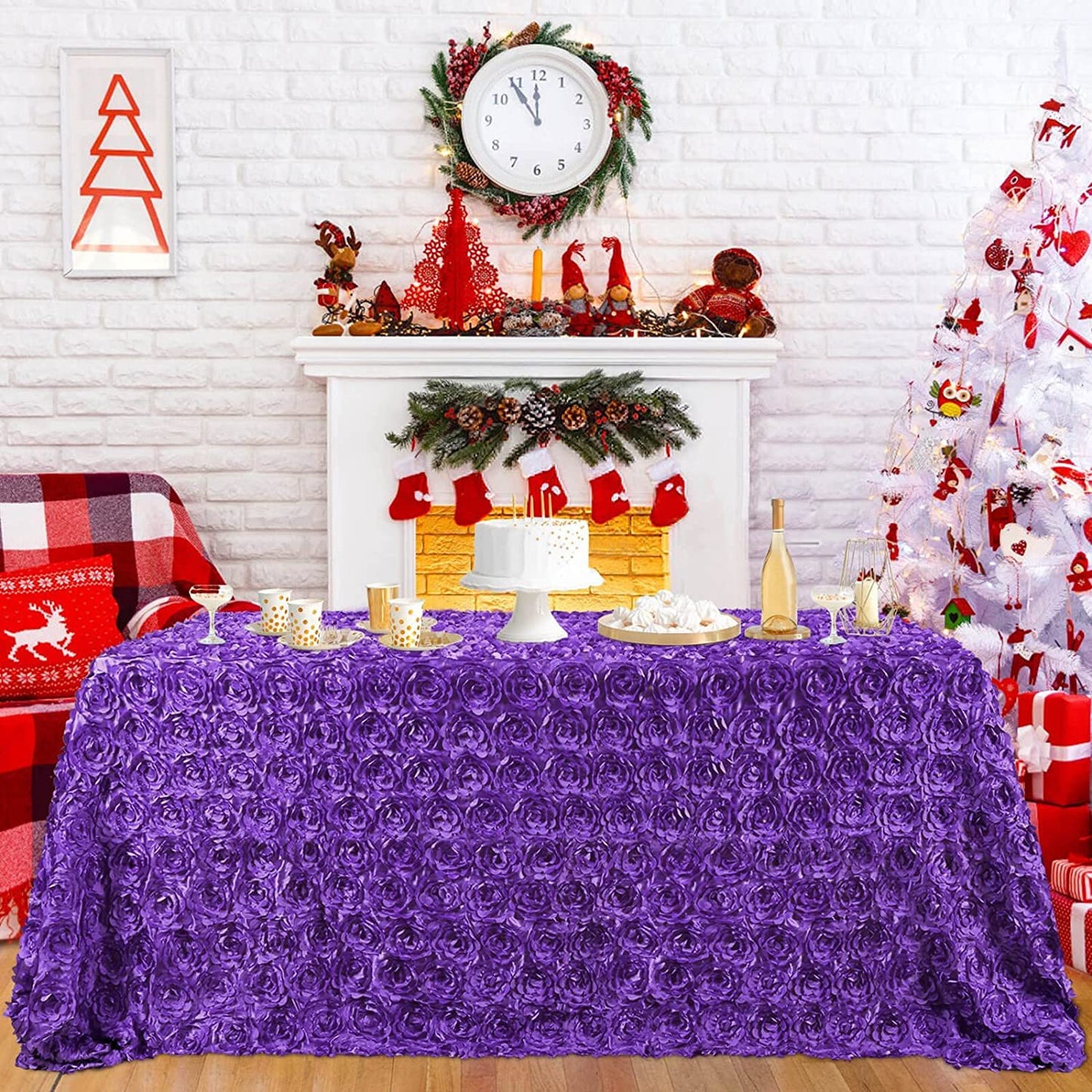 Bulk 2 Pcs Polyester Tablecloths 90x132 Inches Rosette Table Cover for Table Decor Wholesale