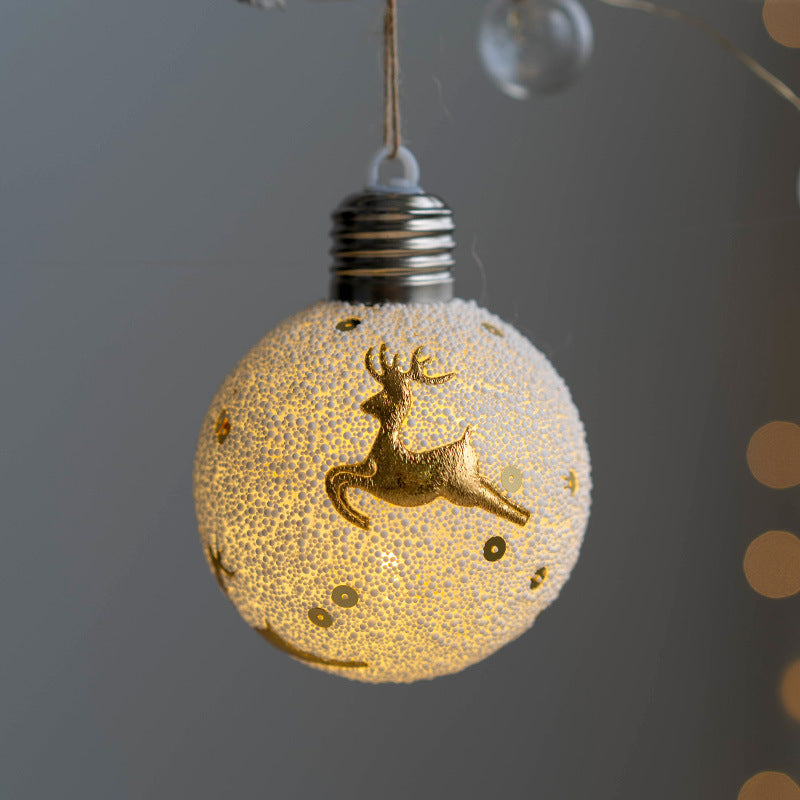 Light Up Snowflake Elf LED Christmas Ball Ornaments, 6 Pcs, Hanging Xmas Tree Decorations