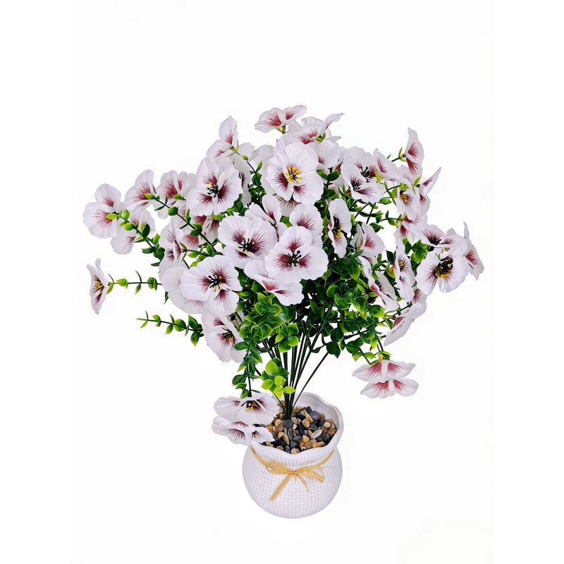 Artificial Eucalyptus Single Stem with 3 Blooms, Silk-Like Fabric, 14 Inches, for Weddings, Events, and Home Decor