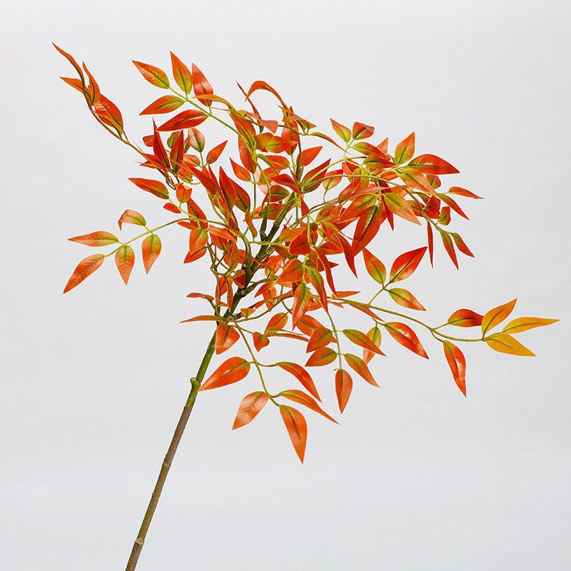 Single Stem Faux Nandina Leaf Branch, 43" Silk-Like Fabric, Modern Home & Event Decor