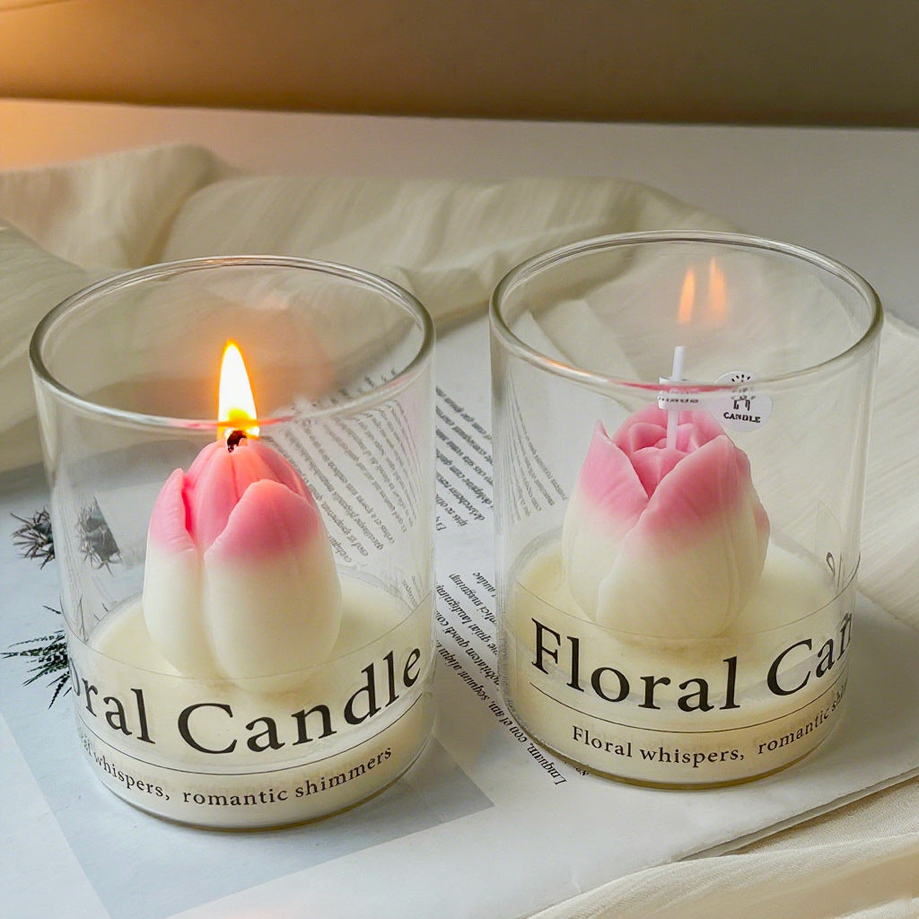 Tulip Shaped Scented Candle (3.31") – Cozy Vibe Floral Candle & Ideal Valentine’s Day Gift