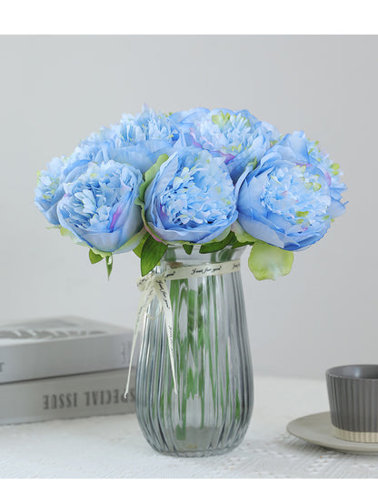 Bulk 2 Pcs Luxury Artificial Peony Bouquets 10 Real Touch Silk Stems with Foliage Wedding Arch Florals Table Centerpieces & Boho Home Decor No Fade Faux Flowers 7 Colors Wholesale