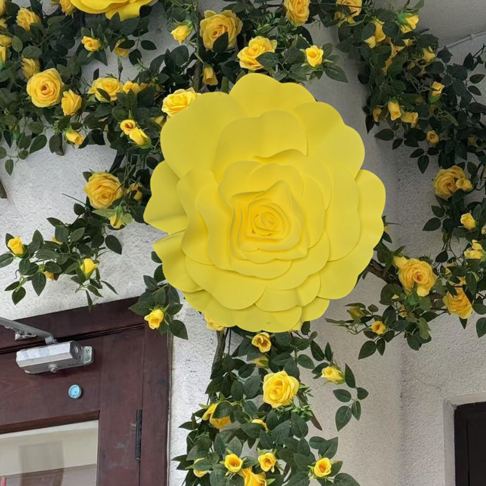 Outdoor Garden Wedding Yellow Rose Artificial Flower Vine - 7 Sizes PE Rose Garland for Venue Decor
