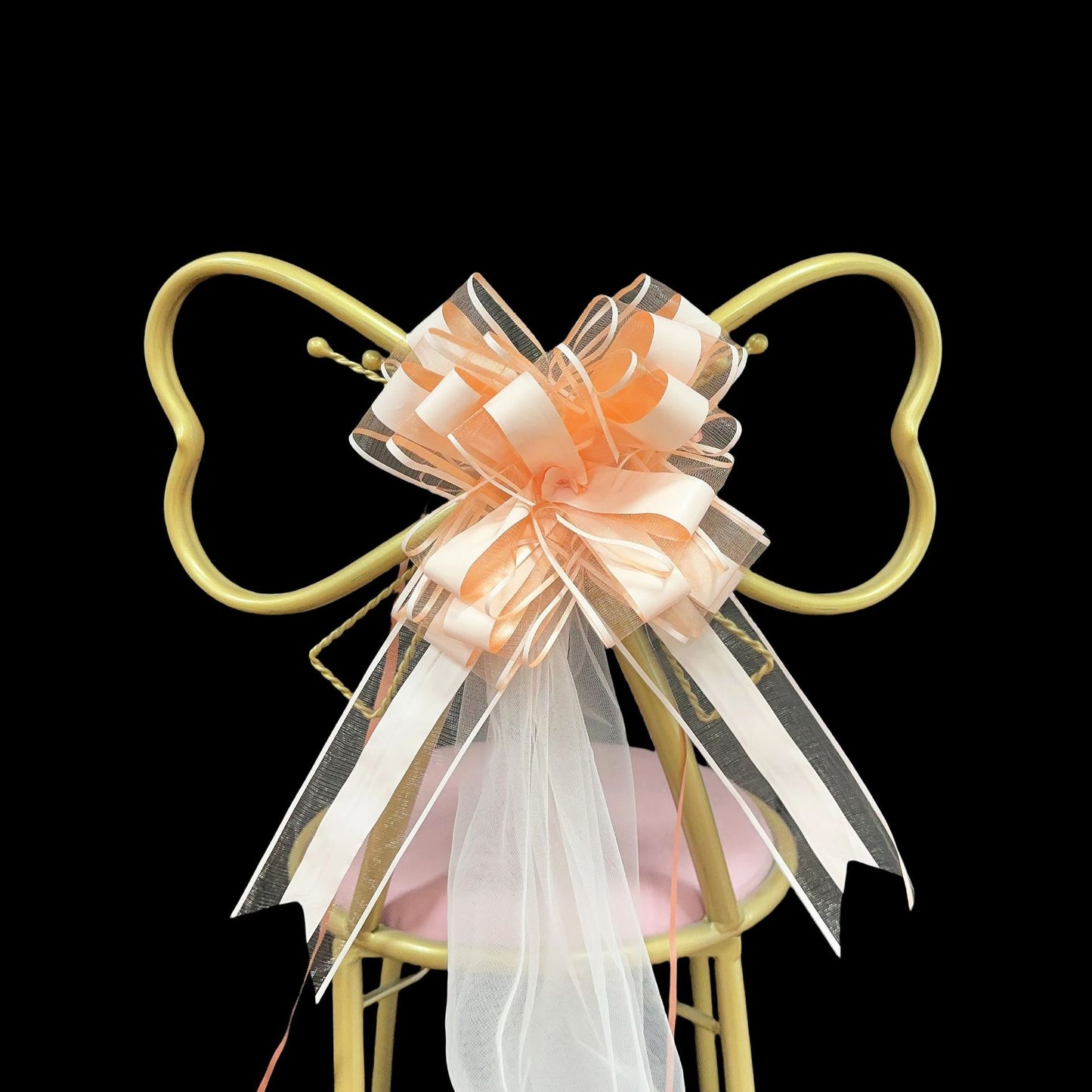 Bridal Shower Decor Kit - Chair Tulle, Satin Sash & Bow for Wedding/Party Decor