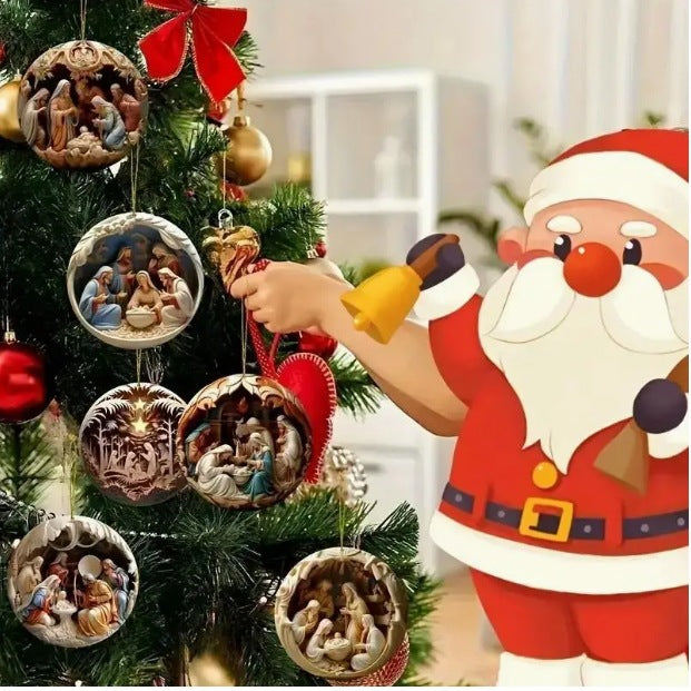 12PCS Acrylic Christmas Tree & Car Ornaments - 2D Flat Hanging Decor