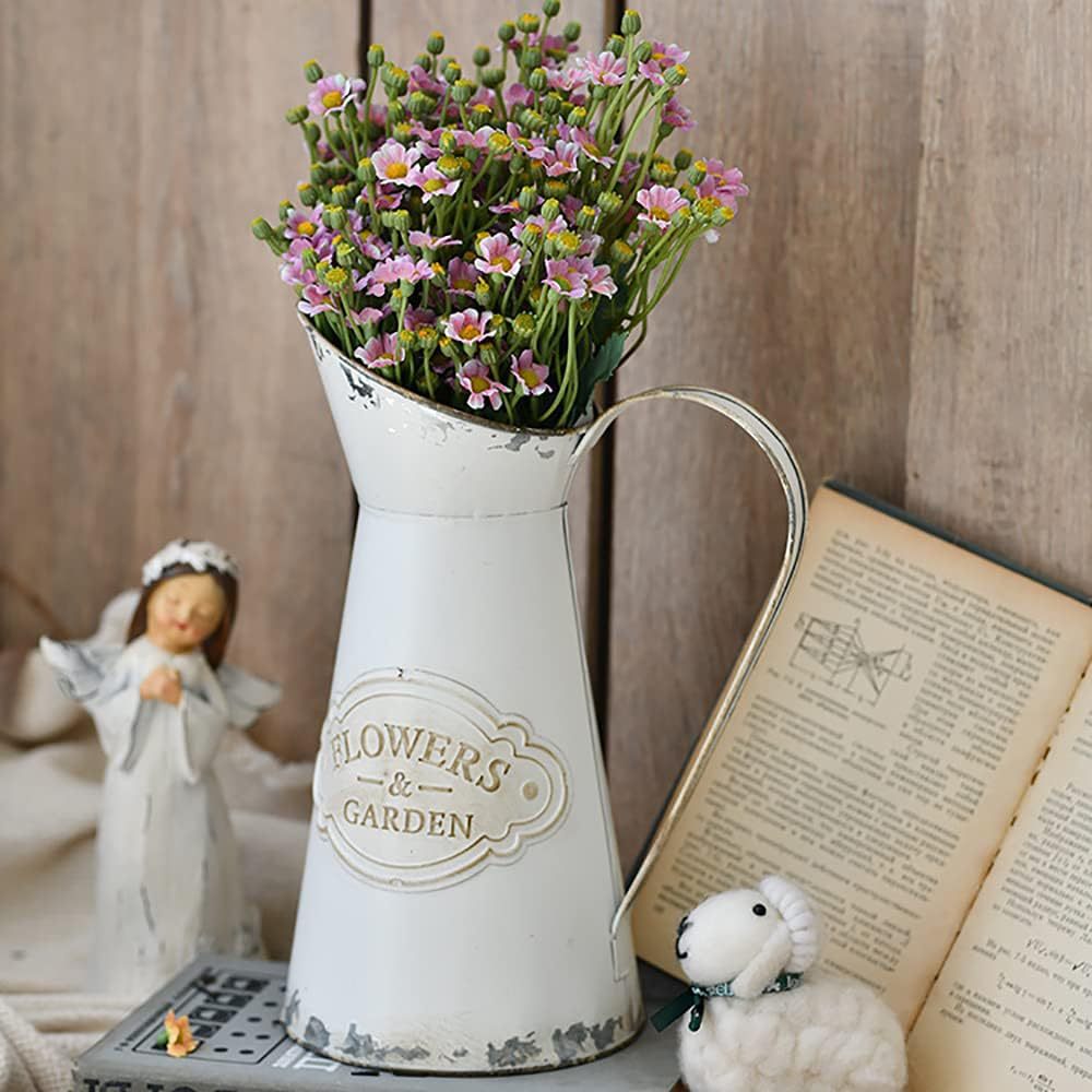 Bulk Metal Flower Vase White Shabby Chic Vintage Farmhouse Jug Vase for Home Kitchen Living Room Wholesale