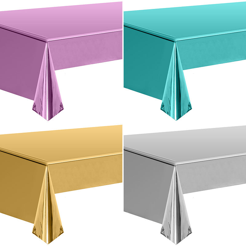 Bulk 5 Pcs Aluminum Foil Rectangle Tablecloth Metallic Waterproof Table Cover for Birthday Wedding Baby Shower Anniversary Party Decorations Wholesale