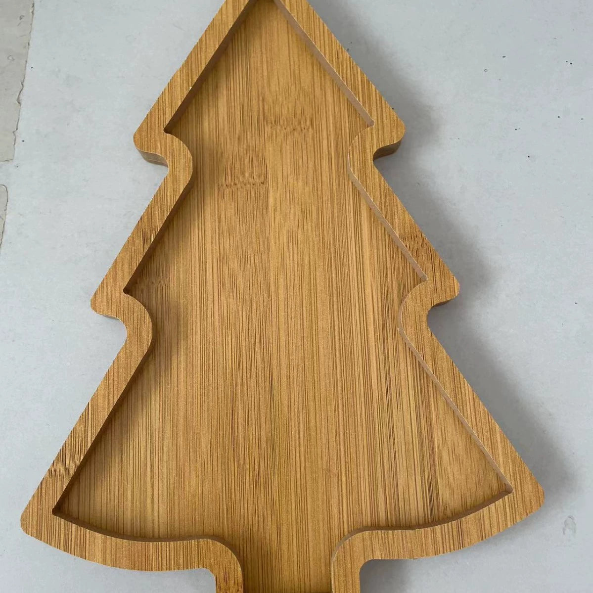 Wooden Christmas Tree - shaped Serving Trays, 10.8 Inches, Multi - compartment for Snacks, Fruits