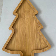Wooden Christmas Tree - shaped Serving Trays, 10.8 Inches, Multi - compartment for Snacks, Fruits