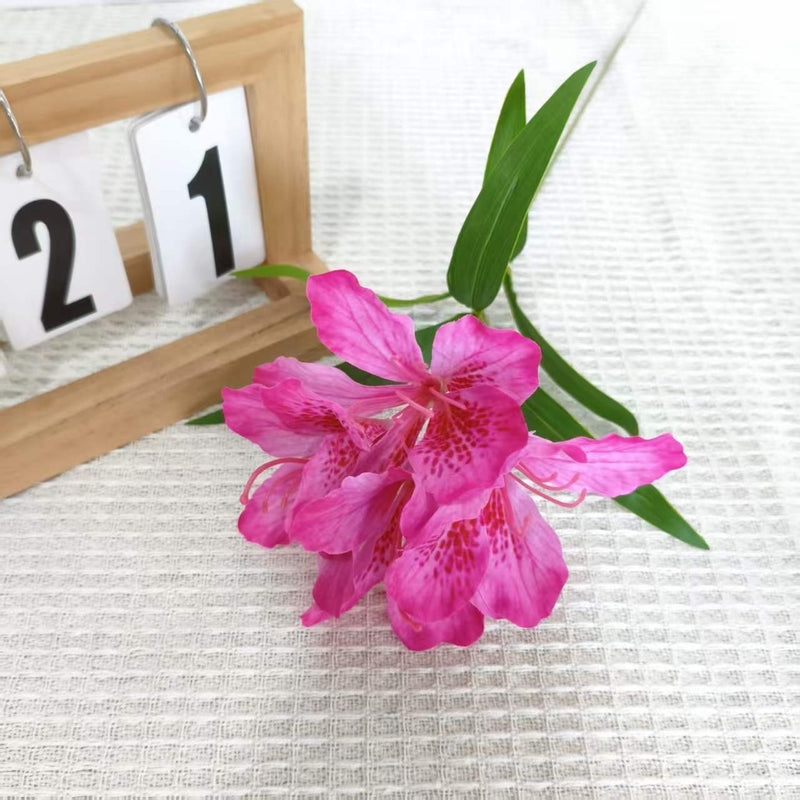 Artificial Azalea Bush with 3 Blooms, 27.5 Inches, Silk-Like Fabric, Perfect for Weddings, Events, and Home Decor