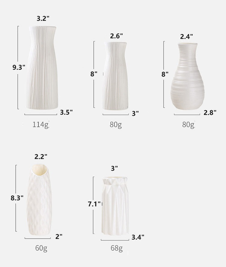 Bulk Imitation Ceramic Plastic Vases Shatterproof Flower Pot for Living Room Home Wedding Ceremony Centerpieces Arrangements Wholesale