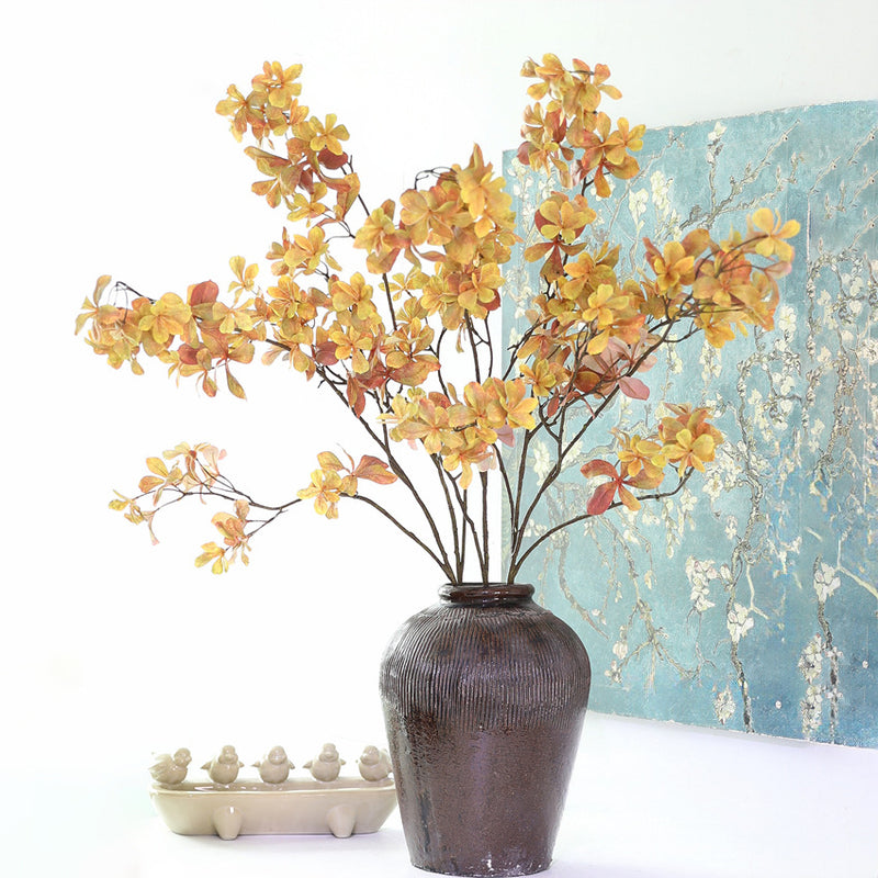 Artificial Nandina Hanging Bell Branch Bush, Autumn Gradient Faux Foliage, Faux Silk Fabric, Home, Hotel & Window Display