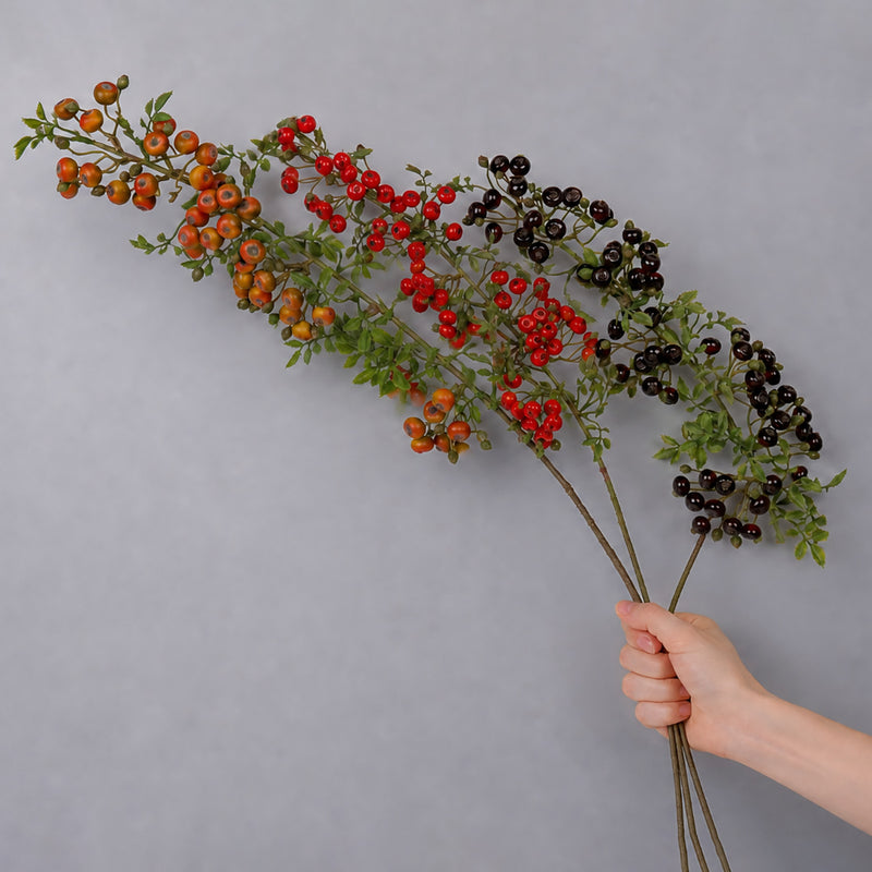 Artificial Red Berry Bush, 87cm Tall, Plastic Faux Berries for Wedding, Home, and Commercial Decor