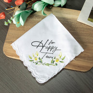 Wedding Handkerchief for Happy Tears - 11x11 Inch Crescent Tea Towel | Bride & Bridesmaids