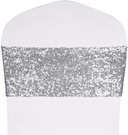 Bulk 2 Pcs Stretch Sequin Chair Sashes Glitter One-Sided Sequins Chair Bands Wholesale