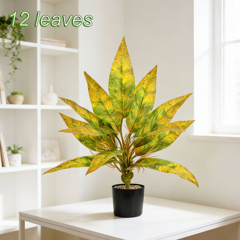 Artificial Snake Plant Bush with 12 Leaves, 16" Tall, Indoor/Outdoor Decor for Home, Office, Wedding, and Events