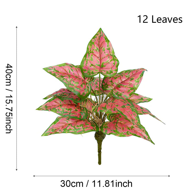 Artificial Croton Bush, 16" Height, Plastic Material, for Home Decor, Weddings, and Commercial Spaces