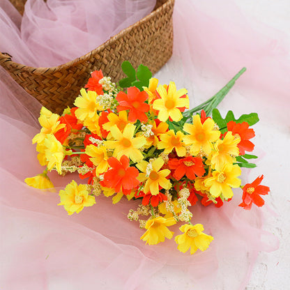 Premium 6 pcs UV Resistant Artificial Daisy Flowers Silk Farmhouse Decor Indoor Outdoor Garden Wall Hanging Arrangements