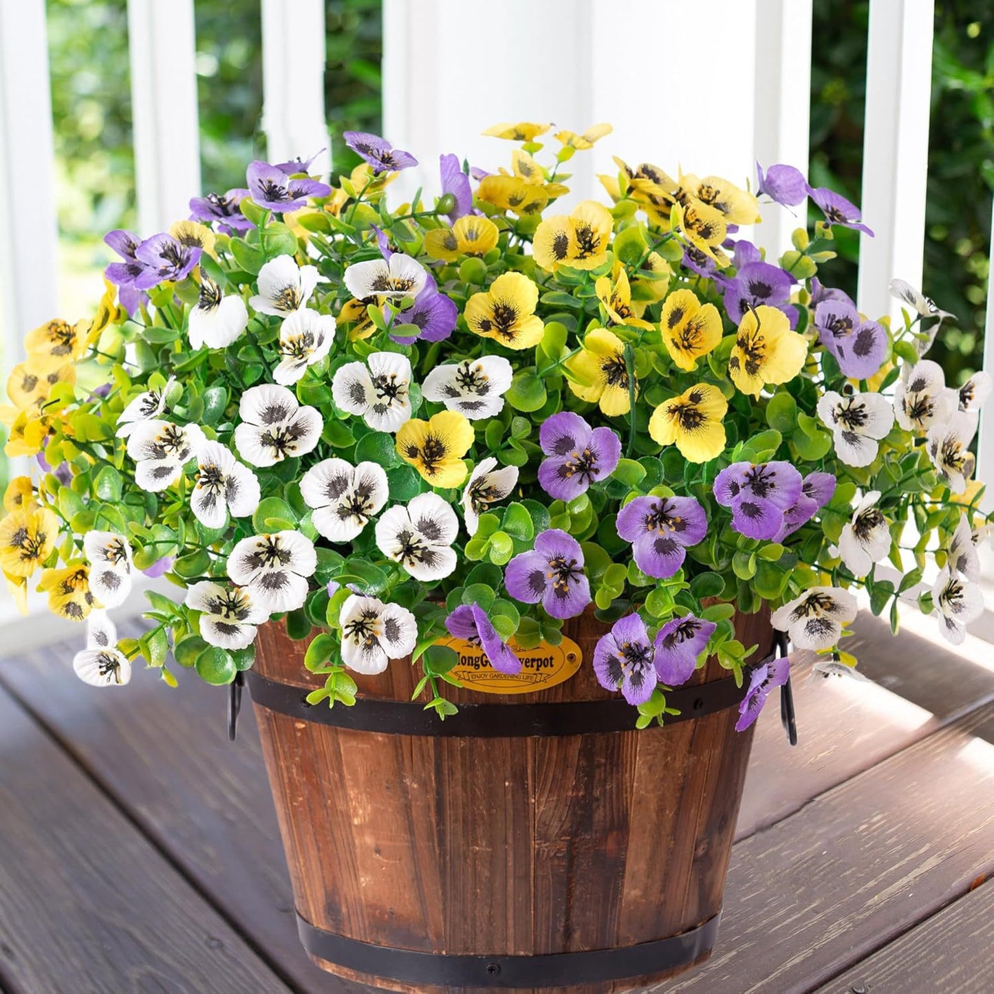 Premium UV-Resistant Silk Pansy Flowers 12 pcs Realistic Outdoor Fake Plants Porch Garden Patio Planters High Durability Decor