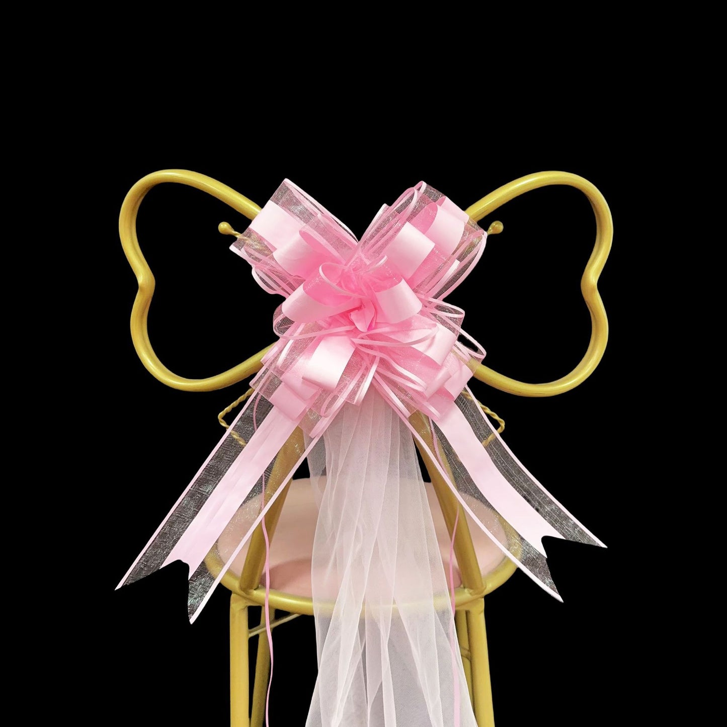 Bridal Shower Decor Kit - Chair Tulle, Satin Sash & Bow for Wedding/Party Decor