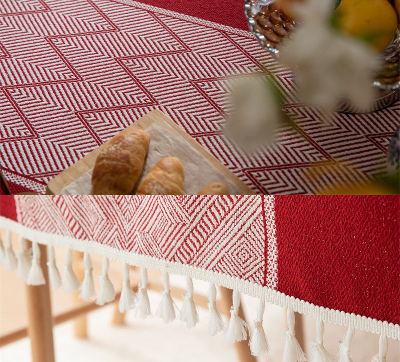 Bulk Vintage Tablecloths Linen Tablecloth with Tassels Wholesale