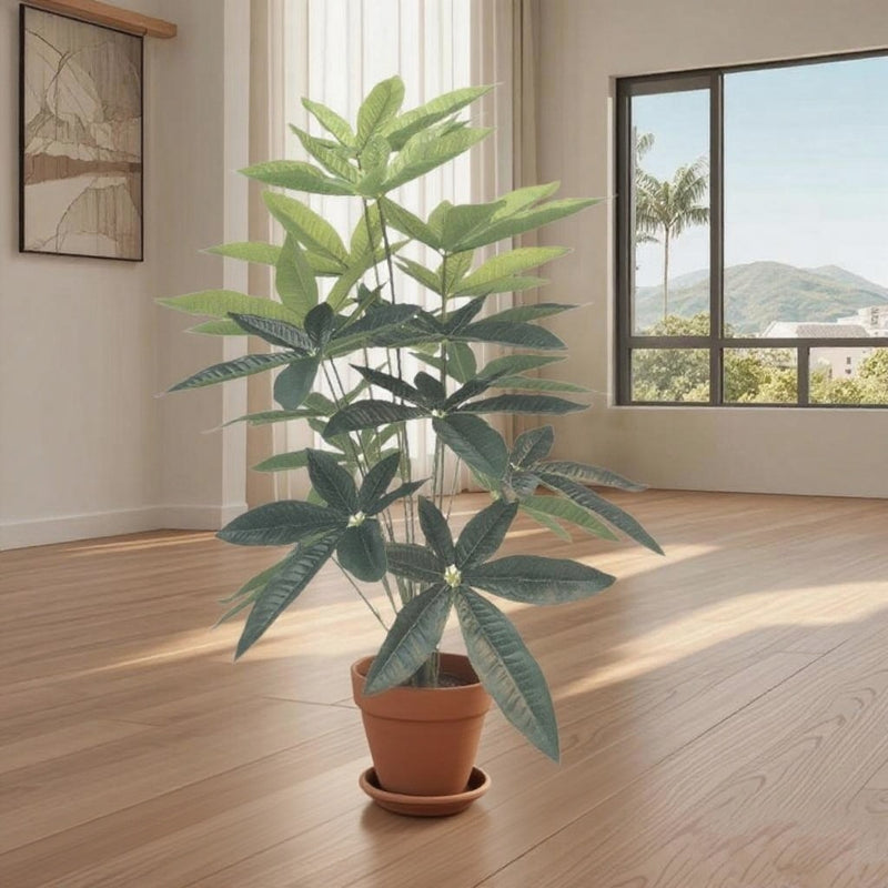Artificial Lucky Leaf Bush, Modern Style, 30" Tall, PVC Material, Perfect for Home and Office Decor