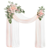 Wedding Arch Floral Set with Sheer Curtains - UV-Resistant Silk Touch Roses