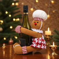 Christmas Couple Gingerbread Man Wine Bottle Cover - Festive Fabric Decor