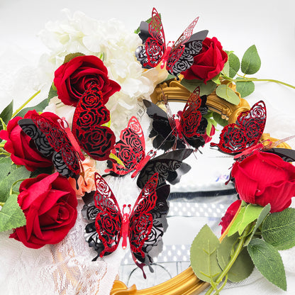 3D Double-Layer Glitter Butterfly Wall Decor - Valentine's Day Decor (6-Pack)