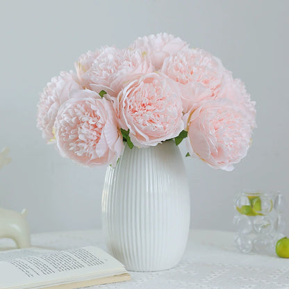 Bulk 2 Pcs Luxury Artificial Peony Bouquets 10 Real Touch Silk Stems with Foliage Wedding Arch Florals Table Centerpieces & Boho Home Decor No Fade Faux Flowers 7 Colors Wholesale