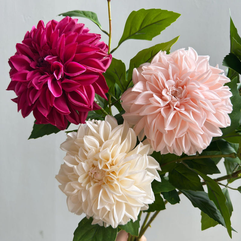 Artificial Dahlia Bush with 2 Blooms, 26" Tall, Silk-Like Fabric, Modern Elegance for Home Decor, Events