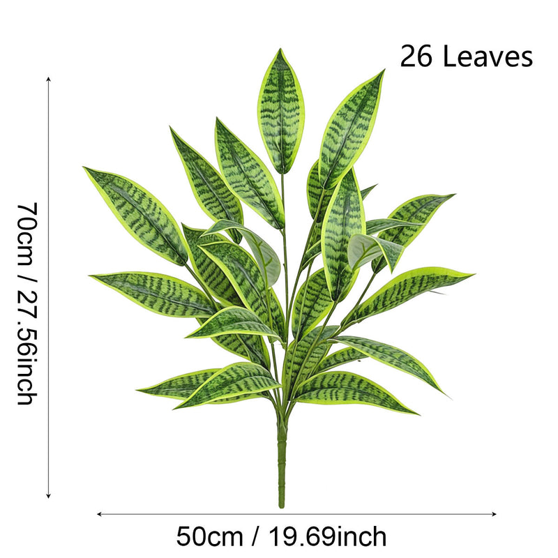 Artificial Snake Plant Bush with Variegated Leaves, 25" Tall Realistic Faux Plant for Home Office Decor, Wedding & Event Styling