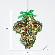 Gold Leaf Cross Hexagon Glass Christmas Ornaments Bulk Pack Holiday Decorations