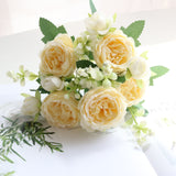 Premium Real Touch 6 pcs Silk Roses Luxury Wedding Bridal Bouquets & Persian Décor Centerpiece for Vase Table Arrangements