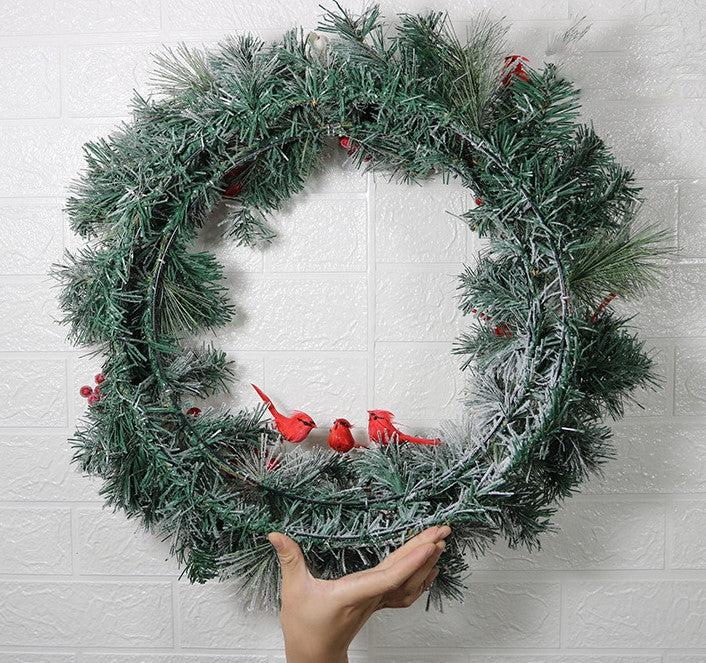 Christmas Wreaths Bulk Set with Berry, Cedar, Red Bird, Cardinal Ornaments for Front Door, Indoor Outdoor Decor