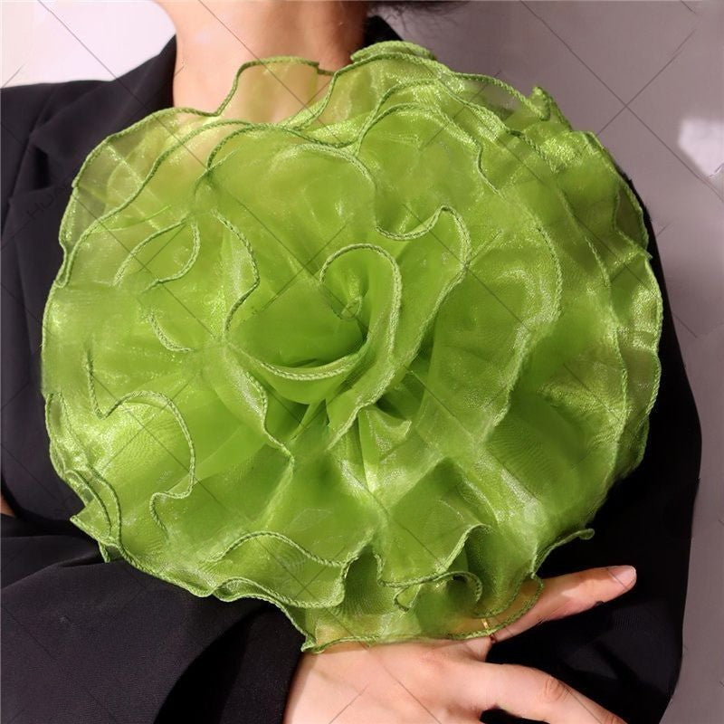 Bulk 11" Extra Large Organza 3D Chest Flower with Curled Edges Multiple Colors for Dress Accessories Wholesale