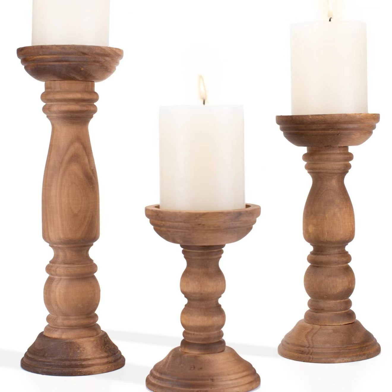 Bulk 3 Pack Wooden Candle Holders for Pillar Candles Rustic Farmhouse Style Home Decor Perfect for Table Centerpieces Coffee Table Fireplace Mantel Wedding Decor Wholesale