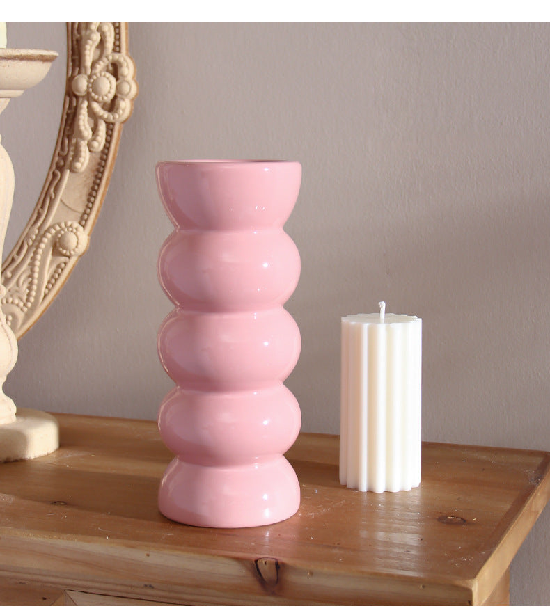 Bulk Ceramic Flower Vase Ribbing Modern Unique Home Party Decor Wholesale
