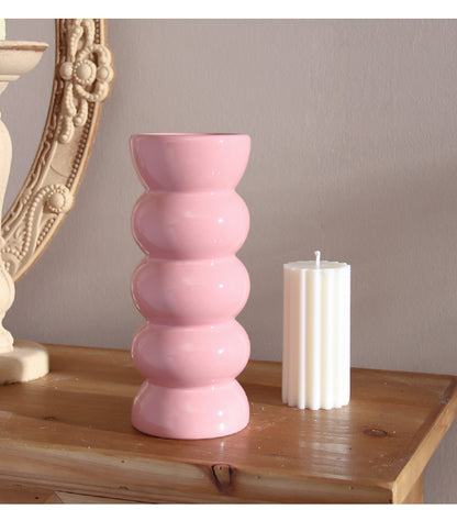 Bulk Ceramic Flower Vase Ribbing Modern Unique Home Party Decor Wholesale