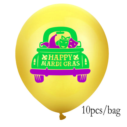 Bulk Mardi Gras Party Latex Balloons for Carnival Birthday Baby Shower Wedding Party Supplies Decorations Home Outdoor Decor Wholesale