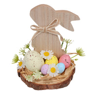 Easter Wooden Decor 3-Pack - Bunny & Egg Farmhouse Table Accents (5.91"×4.72"×4.72")