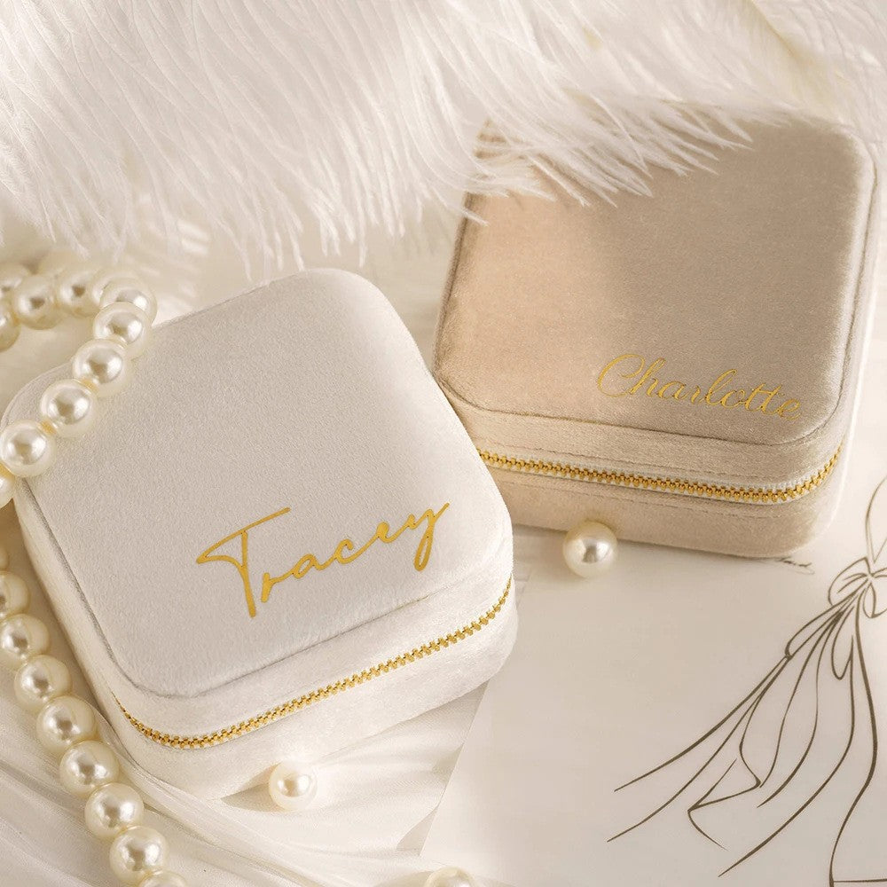 Customized Velvet Jewelry Box - Portable DIY Wedding Favor & Bridal Gift with Logo/Design