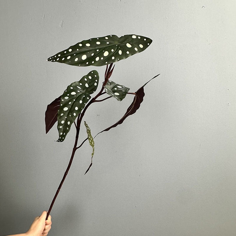 Artificial Begonia Bush, 28" Tall Faux Trout Leaf Begonia Plant for Home Decor, Wedding Centerpieces, and Commercial Displays