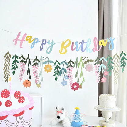 Macaron Connected Letter Birthday Banner - Party Backdrop Decoration